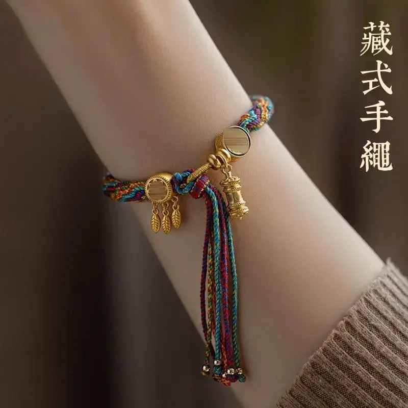 

Mencheese Colorful Braided Rope Tibetan Style Woven Hand Strap Six Words Birth Year Cotton String Bracelet Couple Girlfriends