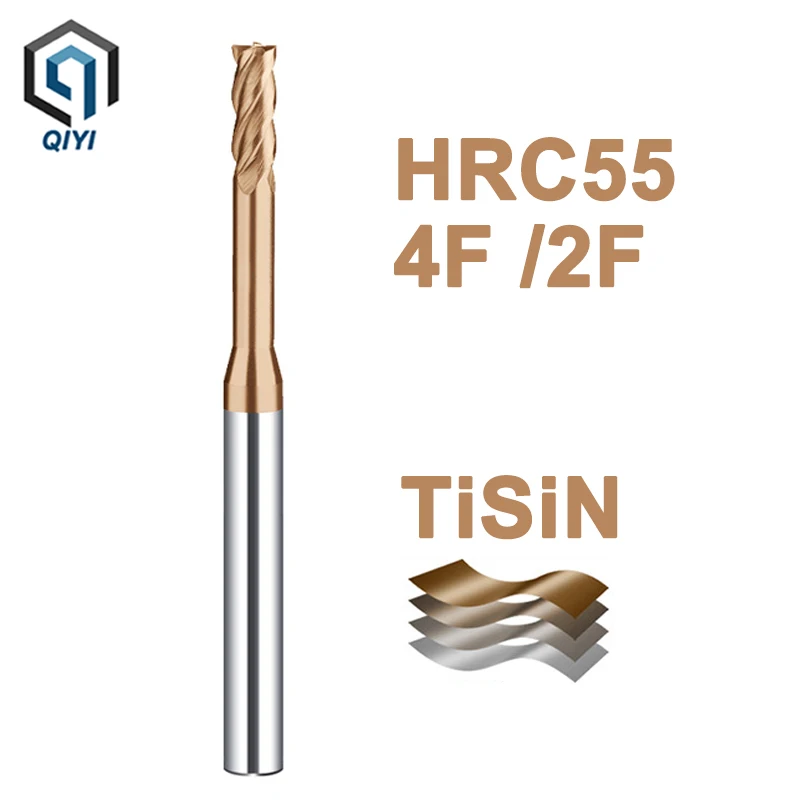 

HRC55 Deep Groove Tungsten Carbide End Mills 2 4 Flutes Long Neck Milling Cutters CNC End Mill For Steel Long Flute 12 16 20mm