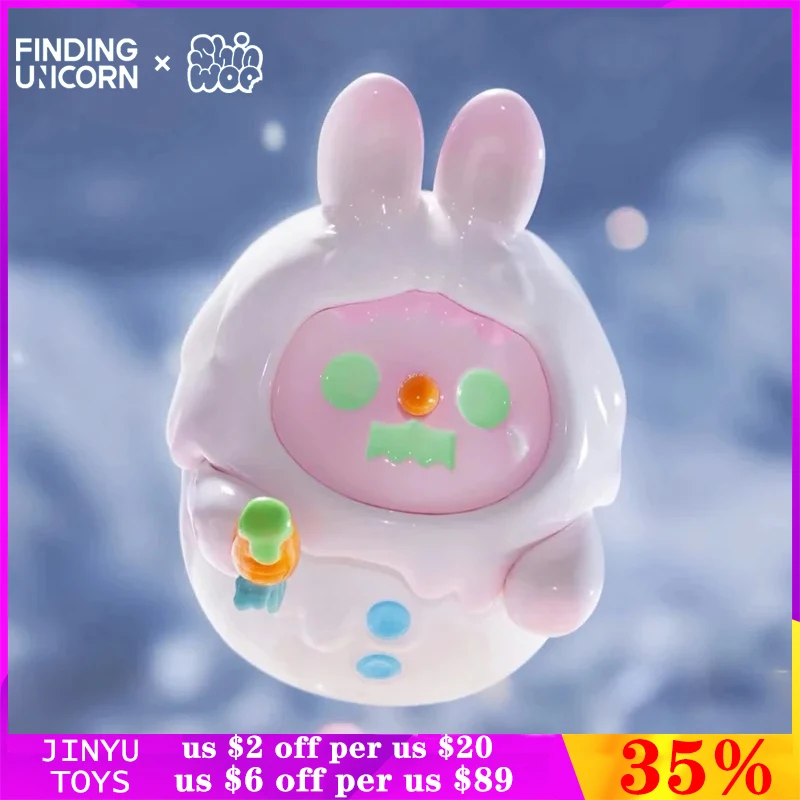 Originale Shinwoo Ghost Snow Baby Bunny Con Carota White Figure Toy Cute Cartoon Bear Doll Designer Desktop Ornaments Collection