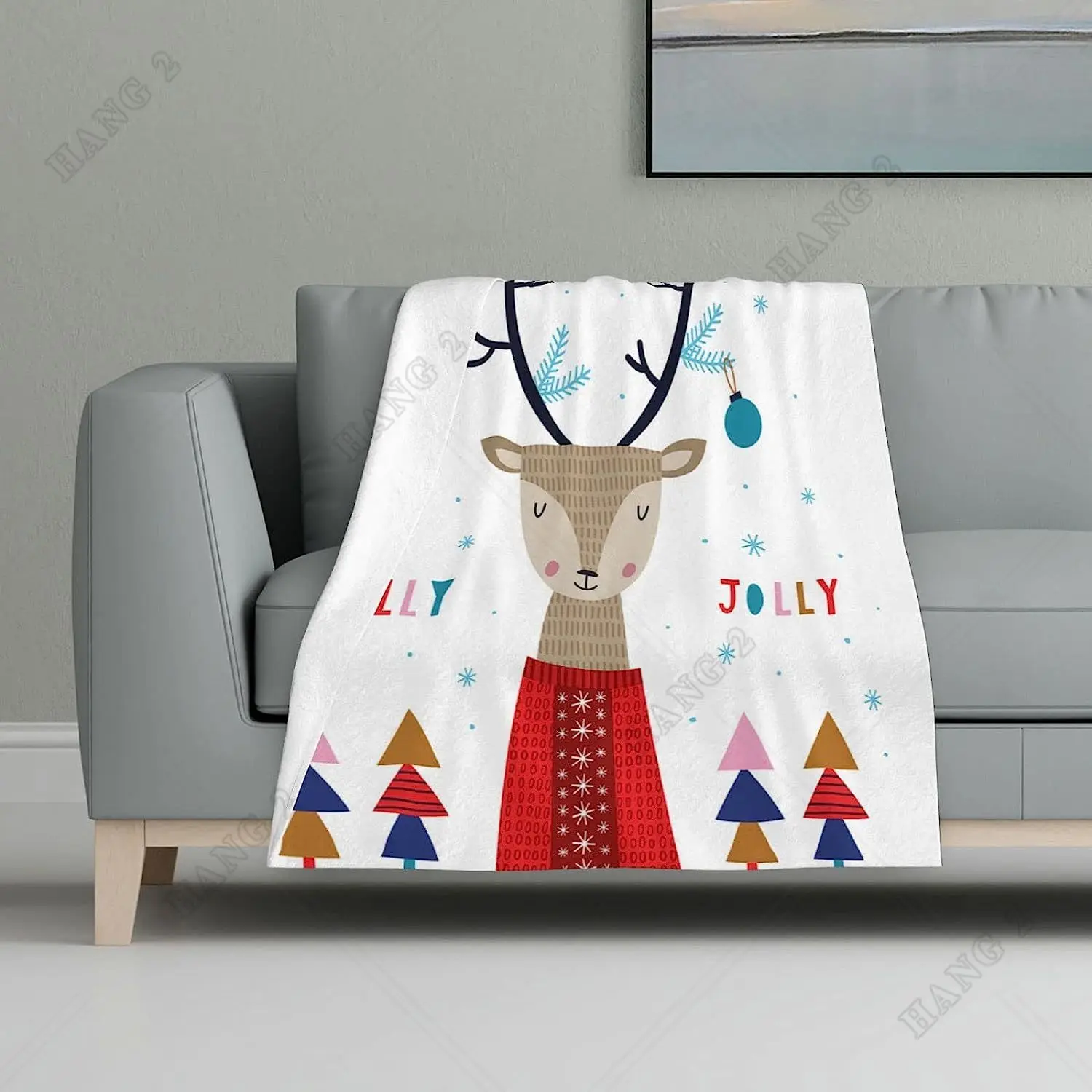 

Шерстяное одеяло с милым оленем, креативное для зимних праздников, яркие цвета, Супер милое мягкое теплое одеяло с животными, совой, львом, ленивецом