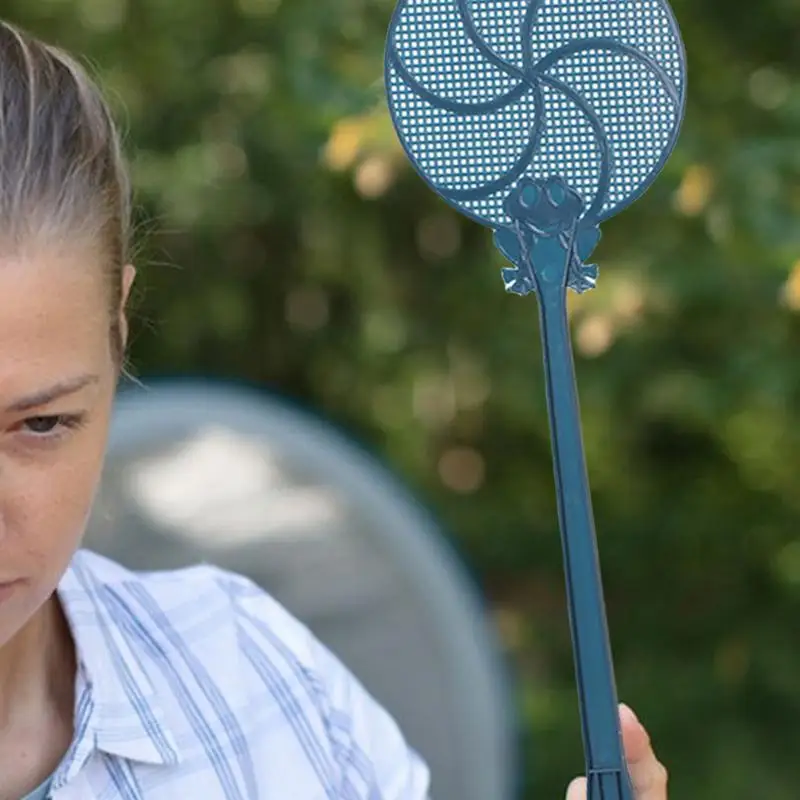 Solid Manual Fly Swatter 2pcs Long Handle Handheld Fly Racket Indoor Use Thickened Wide Mesh Indoor Flying Catching Tool
