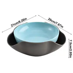 Double - Layer Snack Bowl with Integrated Shell Storage (Blue)