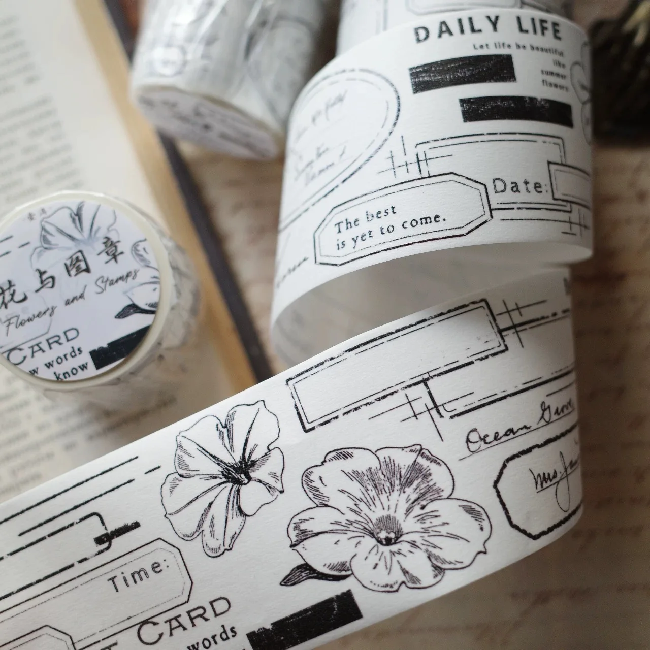 Vintage Flower And Frames Washi PET Tape Decorative Stickers Stationery Stickers Stationery Tapes Diy Scrapbooking Accessories Stationery Supplies