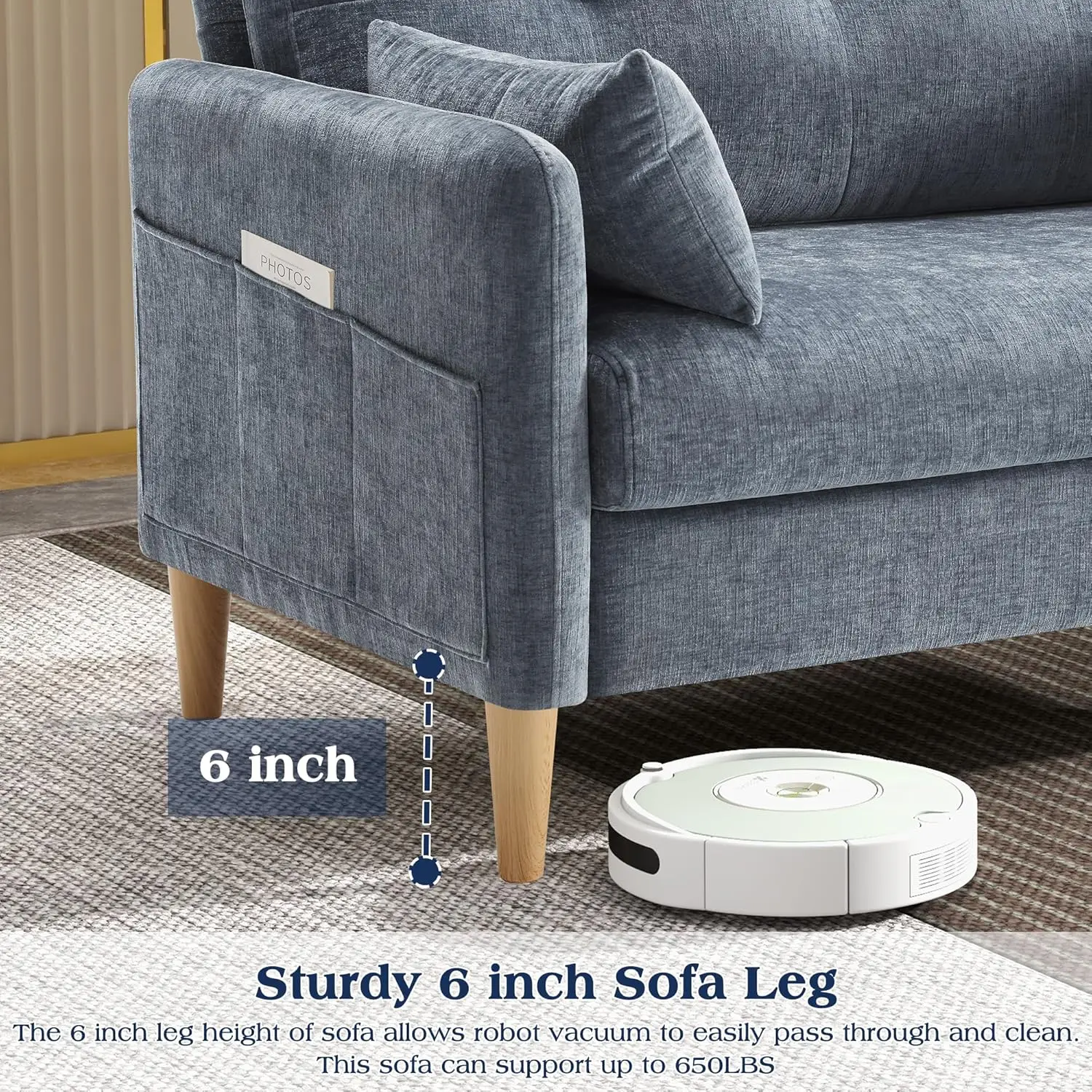 Loveseat Sofa, 47” Small Couch for Living Room,Comfy Chenille Fabric Love Seat for Bedroom with Throw Pillow,Removable Cushion