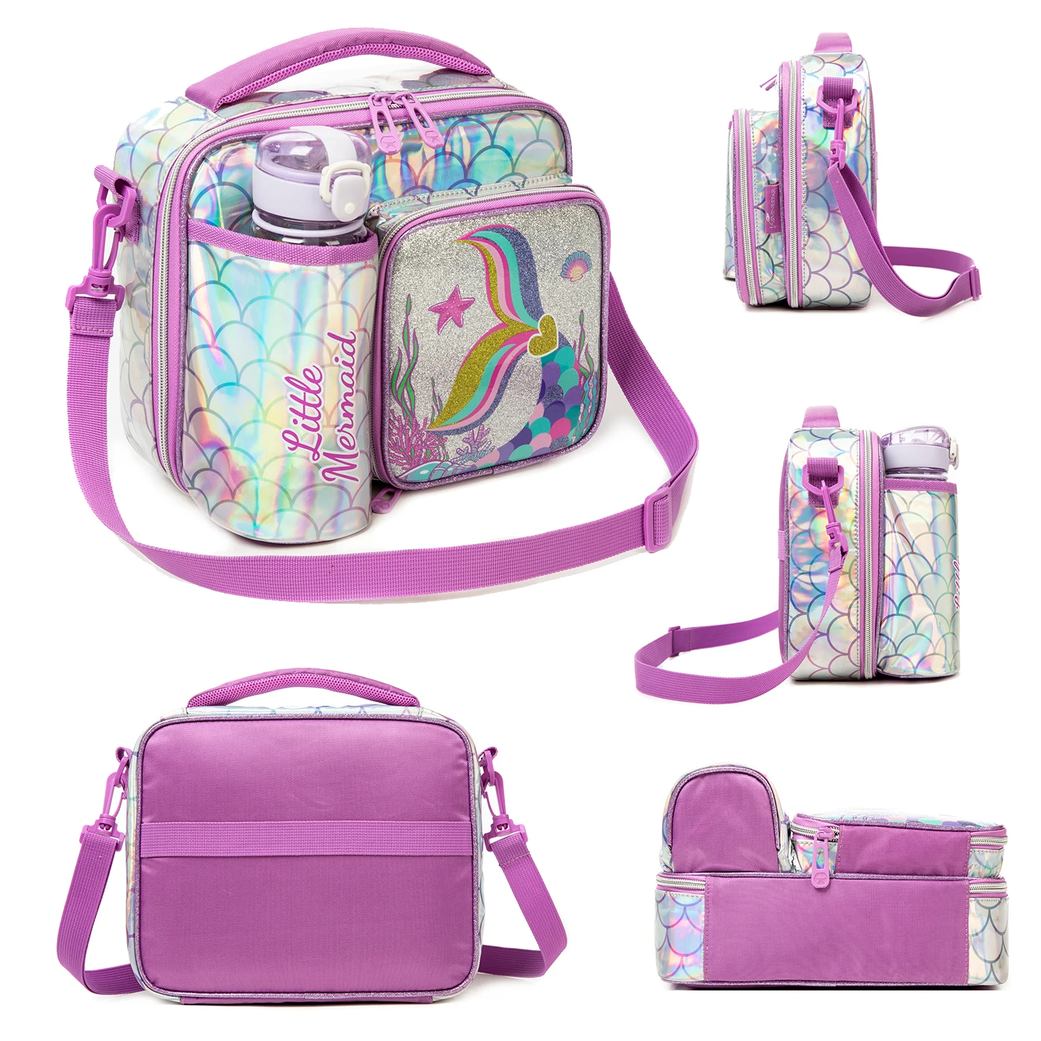 Girls Lunch Bag Mermaids and Alpacas Cute Polyester Lunch Bag for Picnic Outing School Best Gift for Girls 3