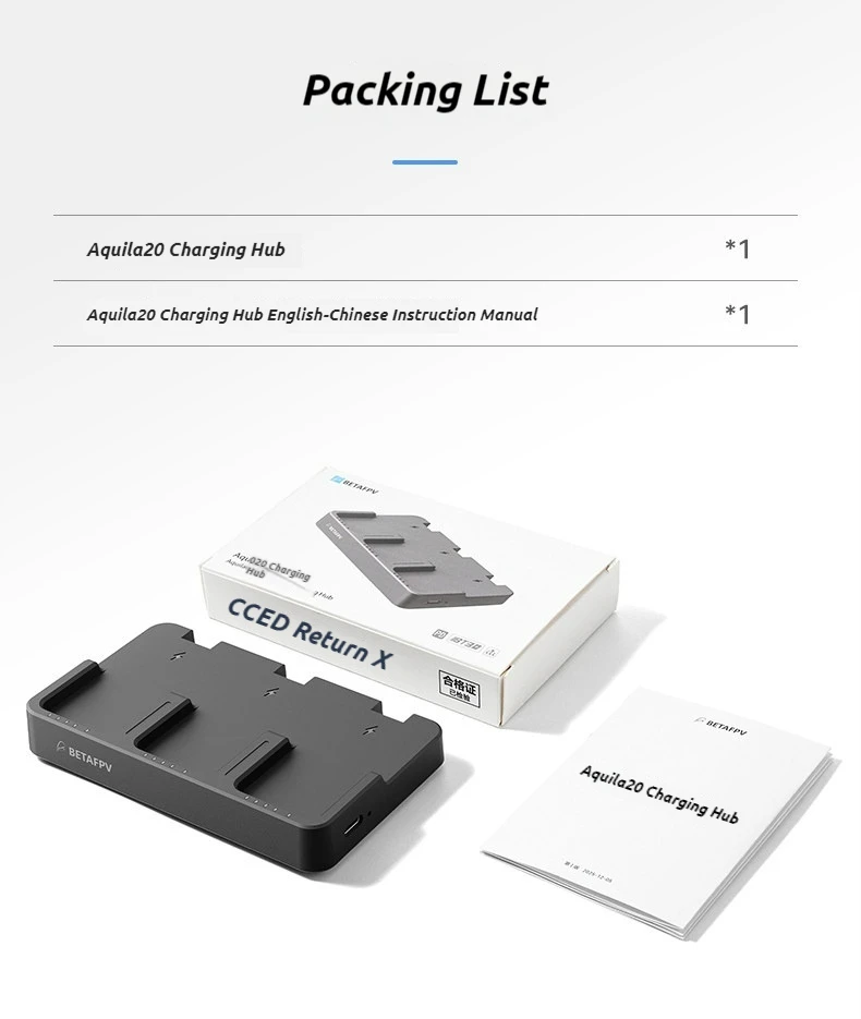 Chargeur intelligent Aquila20 USB-C 3 ports LiHV 8.7V pour drones