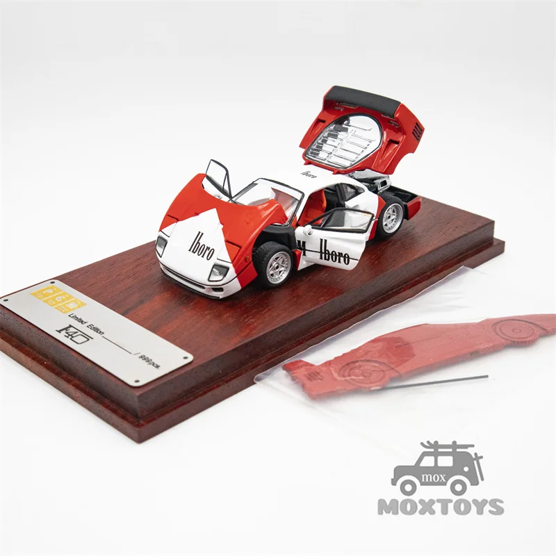 PGM 1:64 F40 Alloy fully opened RedWhite Diecast Model Car 2