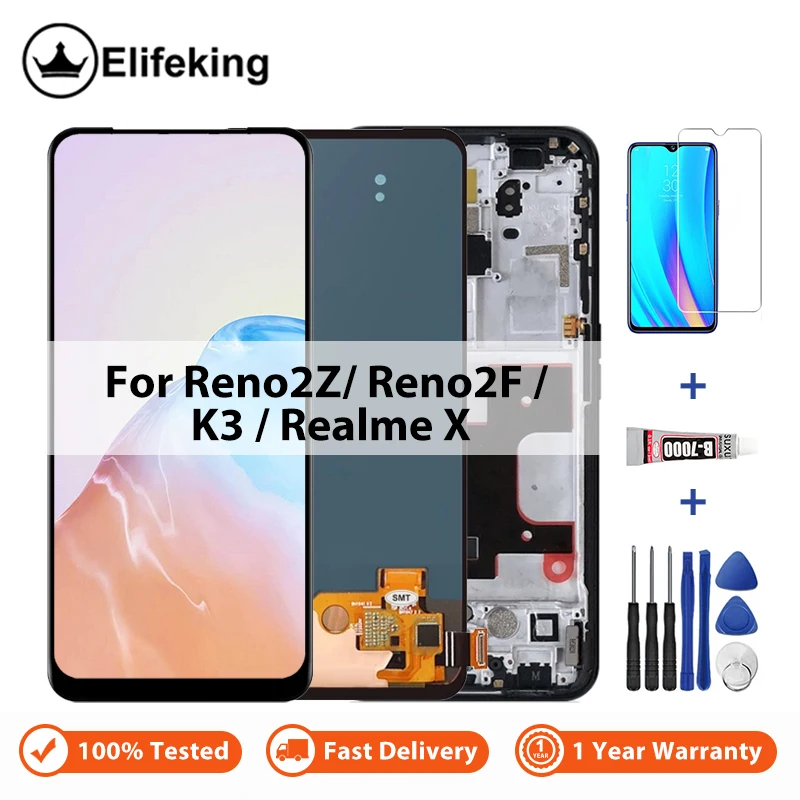 

Дисплей для OPPO Reno2 Z / Reno2 F / K3 / Realme X LCD с кодирующий преобразователь сенсорного экрана в сборе Reno 2F / Reno 2Z запасные части