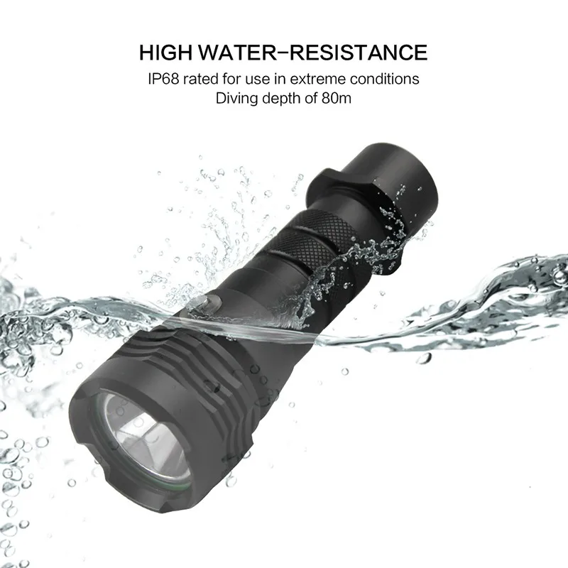 BORUiT M51 1000LM LED Scuba Diving Flashlight Super Bright IP68 Waterproof Dive Torch Underwater 80M Spearfishing Lantern