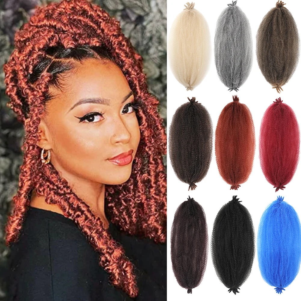 Springy Afro Twist Hair Soft Locs Synthetic Marley Twist Braiding Hair 24 Inch Pre-Separated Kinky Afro Twist Hair Extensions