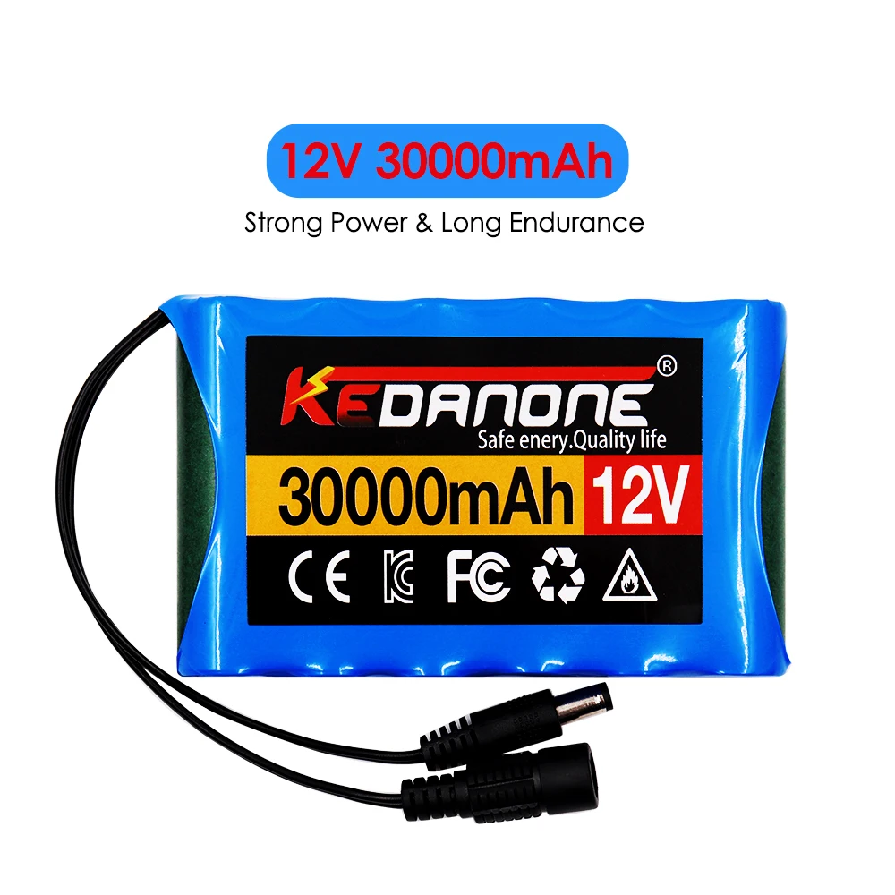 Air Shipping Rechargeable Battery 12V 30000mah Lithium Battery Pack Capacity DC 12.6V 30Ah CCTV Camera Monitor with Charger