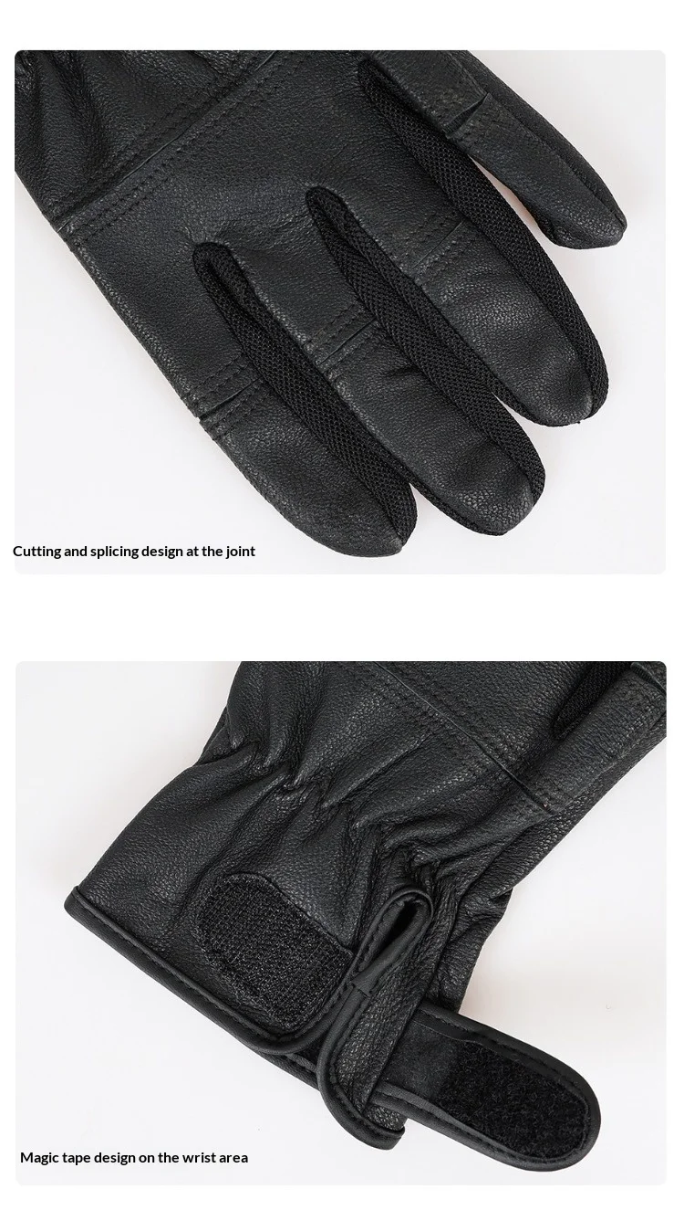 Professional Genuine Leather Work Gloves -Touchscreen Durable Cut Resistant for Mechanic Driving Riding Heavy Duty Outdoor Work