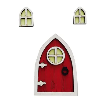 Wooden House Miniature Home Windows Door Mini Door Window Tree Decoration For Yard Lawn Xmas Tree Hanging Ornaments Navidad Xmas 6