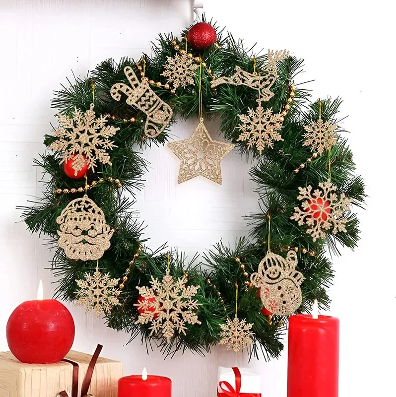 Christmas Ornaments Glitter Snowflake Strings 10pcs