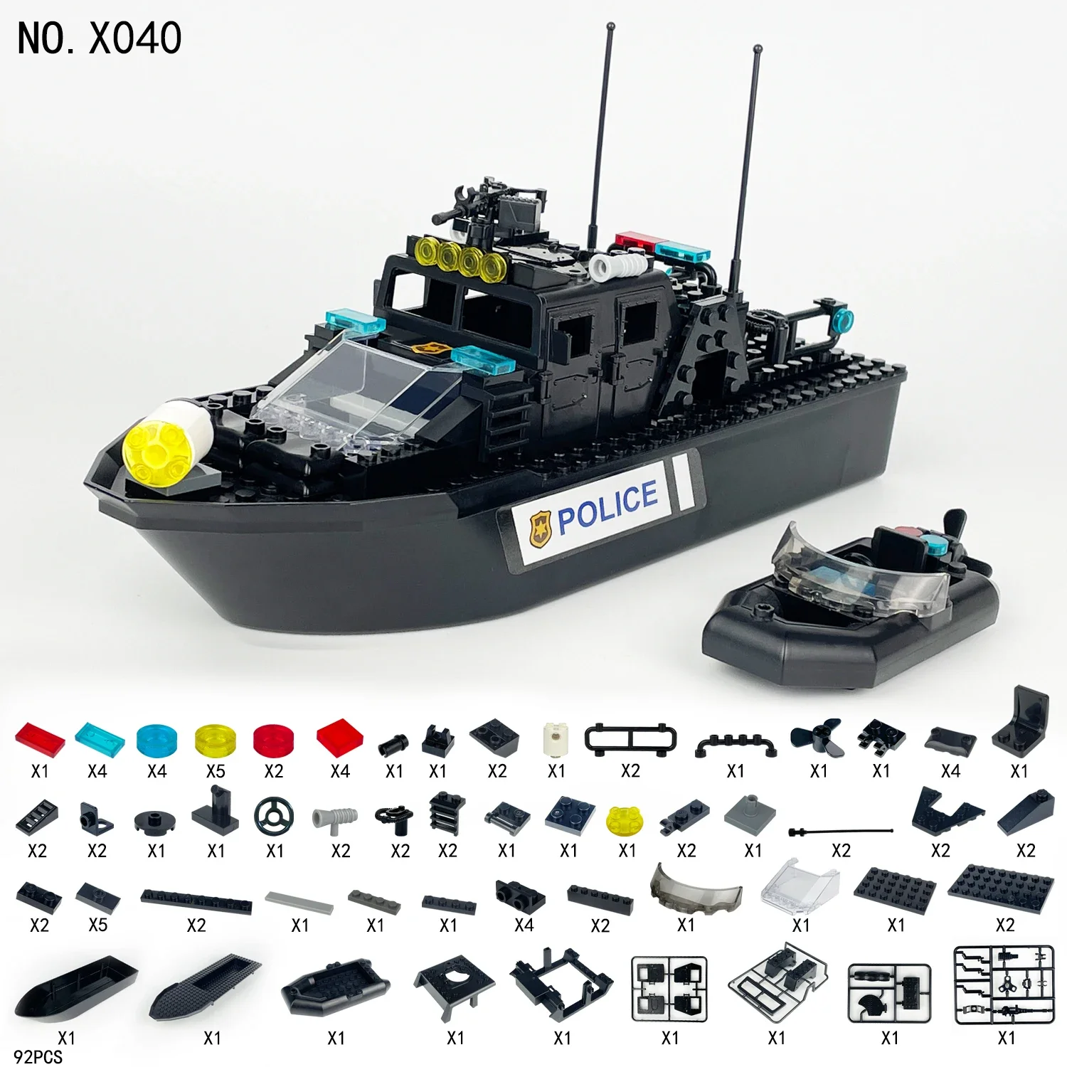 Building Blocks Toys Coast Guard Tomahawk Ship Building Area Set City Police Patrol Ship Particle Brick Toys for Boys Children - 4