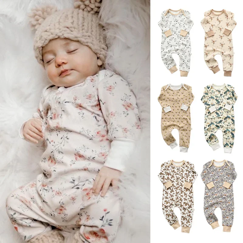 

Style Baby Autumn Printed Outfit Jumpsuit for Boy and Girl Envelope Romper Costume Collar Cotton Comfortable Crawling Clothe
