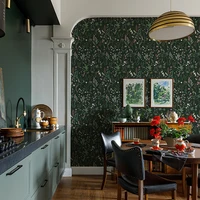 สีเขียวใบและดอกไม้ PVC วอลล์เปเปอร์ Self-กาวฤดูใบไม้ผลิเตาผิงสติกเกอร์กันน้ําห้องน้ํา PVC วอลล์เปเปอร์ตกแต่งบ้าน 2