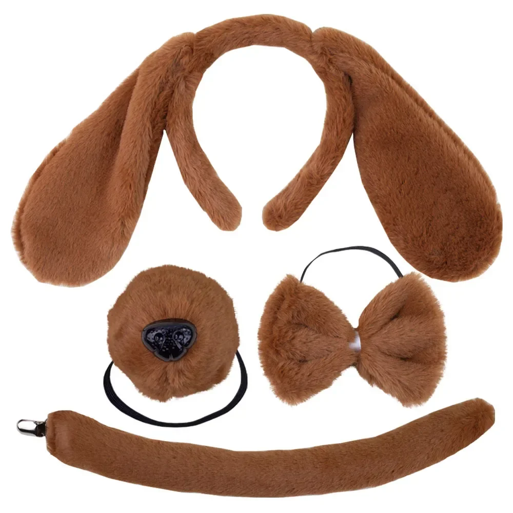 Girls Adult Children Cute Plush Anime Spotted Dog Ears Funny Animal Costume Cosplay Props Headband Skirt Nose Tail cosplay costume kids girls dress animal tutu skirt outfit