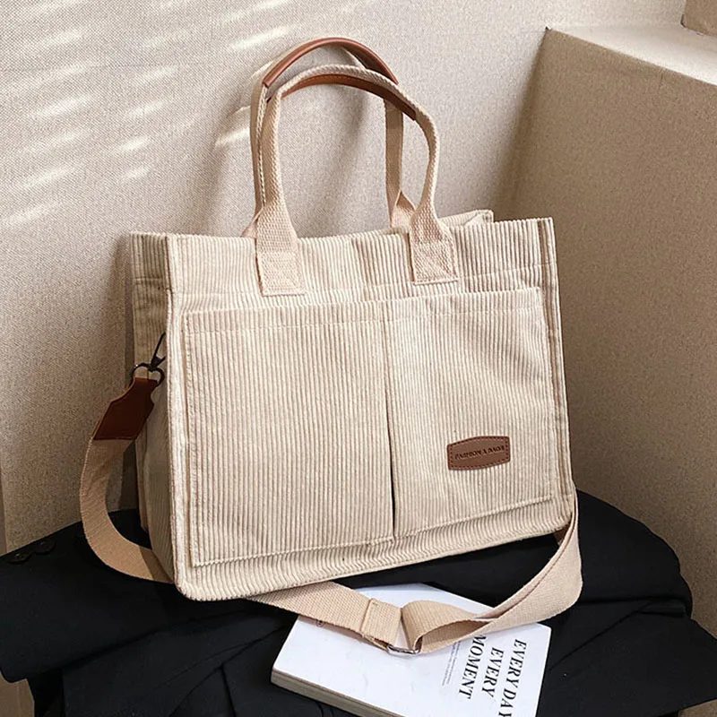 Corduroy luxury Handbags for Office Women Shoulder Crossbody Bag for Women Vintage Shopper Shopping Bags Ladies Totes 2023