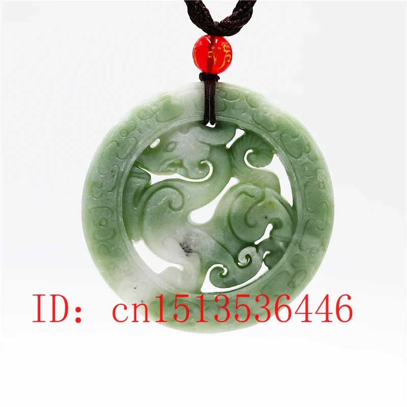 Natural White Jade Dragon Pendant Necklace Jewelry Double-sided Carved Amulet Fashion Chinese Gifts Women Men Sweater Chain pendant necklace