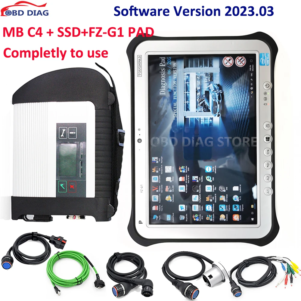 WiFi MB Star C4 SD Connect Multiplexer with Xentry Software .09V for benz Diagnosis & Programming Tools PLUS FZ-G1 Toughpad