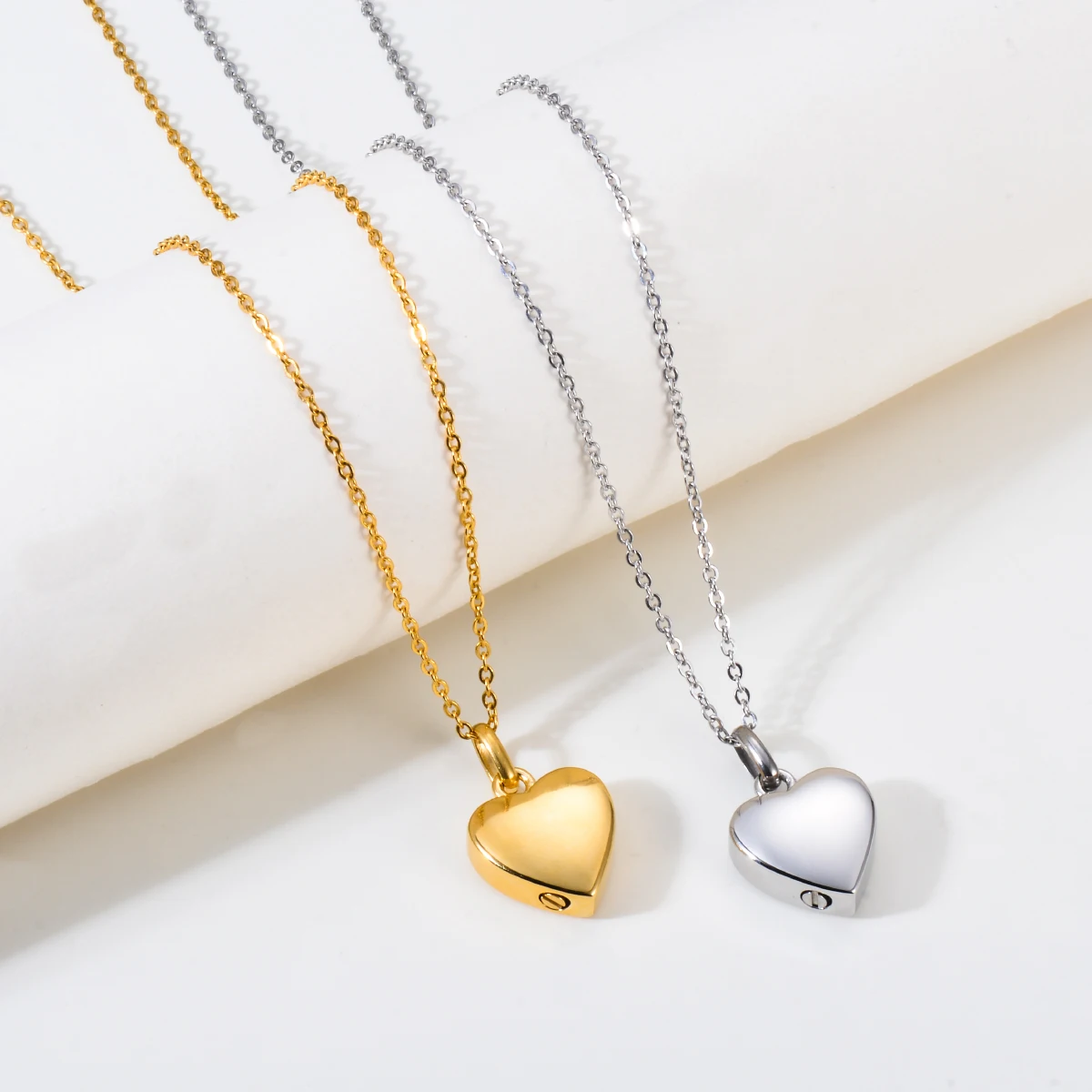 Glossy Heart Cremation Urn Necklace for Ashes Stainless Steel Memorial Jewelry Urn Pendant Keepsake Locket for Human Pet 6