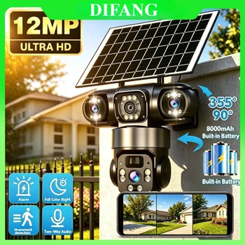 DIFANG V380 6K Solar Camera Three Screen 4G SIM Card Wireless Solar Cam Battery PTZ Outdoor Waterproof WiFi Solar CCTV Cam V380 1