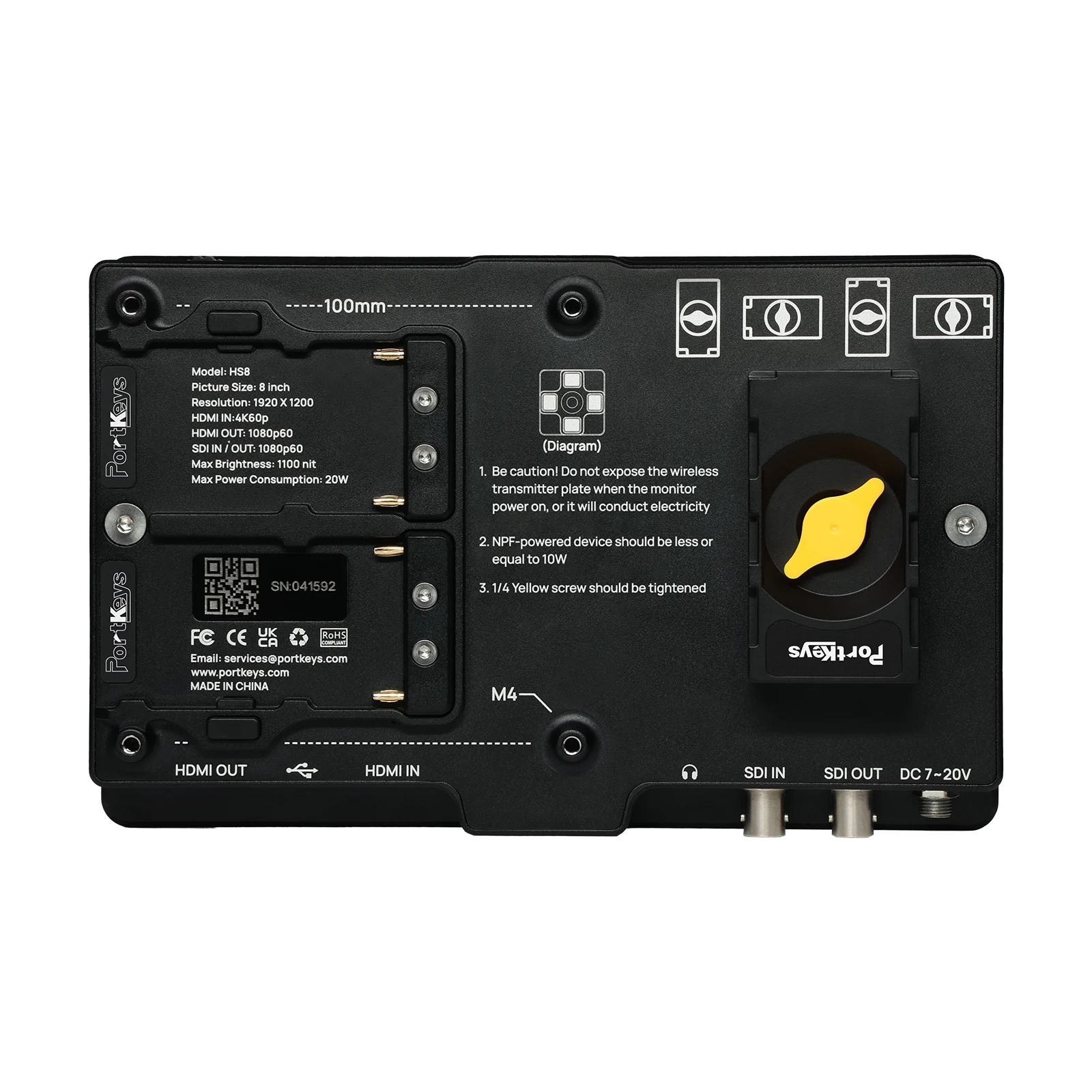Portkeys HS8 8" 3D LUT Camera Field Monitor 3G-SDI/4K 1100nit 1920x1080P Full HD Display For Video Live Streaming