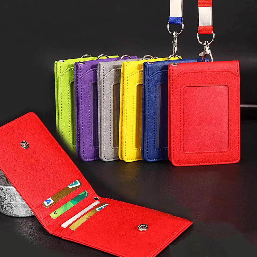 

Business Student Coin Purse Office School Supplies Bus Cards Cover Card Holder with Lanyard ID Desk Organizer Badge Holder