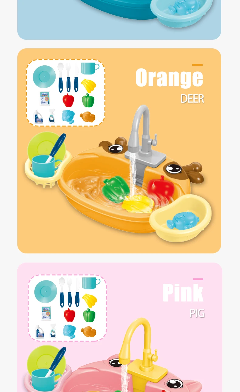 Dishwasher Kitchen Sink Toys, Toddler Kitchen Sink Toy Electric Playing Automatic Water Cycle System Toy Gifts for Kids 