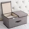 Cotton Fabric Foldable Storage Boxs Large Double Lid with Cover Organizer Underwear Miscellaneous Items Bedroom Arrangement Case 3