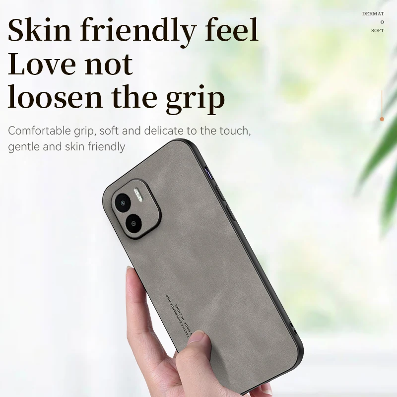 For Redmi A2 A1 Phone Sheepskin Leather Case on Redmi A1 A2 Plus 4G with Ring Protective Len Luxury Men Mobile Gifts Back Covers