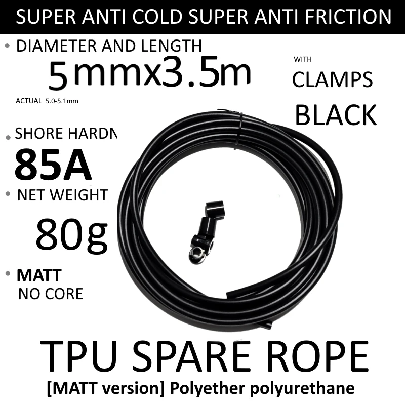 NEVERTOOLATE TPU spare rope accessories backup with clamps change rope jump rope diy anti cold low temperature winter not hard 6