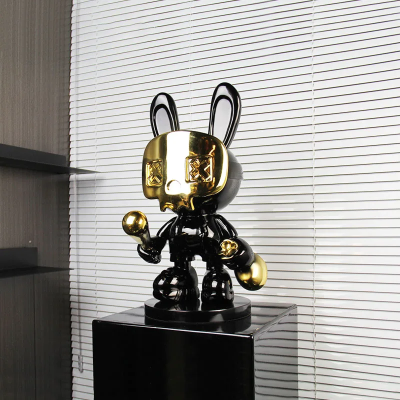 

Modern Home Decor Baseball Rabbit Statue Living Room Decoration Resin Crafts Statuette Creative Home Accessories Animal Figurine