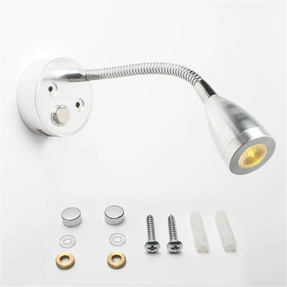 DC12V 24V RV Boat LED Wall Lamp 3000K 4000K Dimmable Gooseneck With 2A USB Charge Port