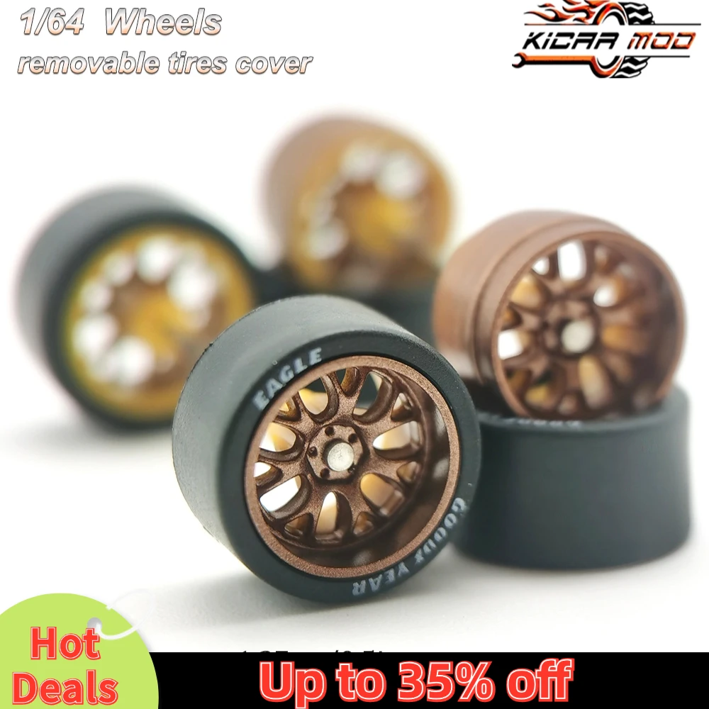 1/64 Wheels with Rubber Tires BBS LM-R Large Size Refitting Parts for Diecast Model Car Hot Wheels Matchbox Tomica D:13mm 1 Set 2