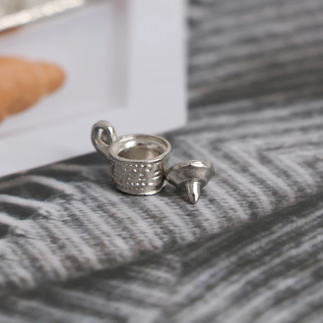 10pcs 1/12 Dollhouse Miniature Silver Metal Tea Coffee Tray Tableware Set 2