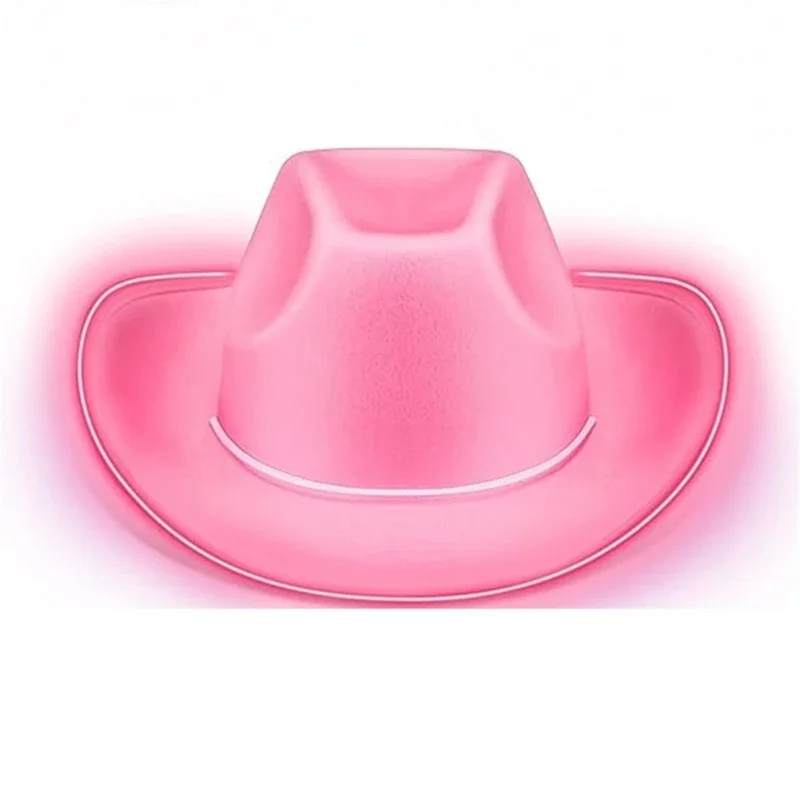 

Vacation Cowboy Hat Glowing Pink Fedora Hat Surprise Gift for Girl Boys Cowgirl Hat for Carnivals Music Festival