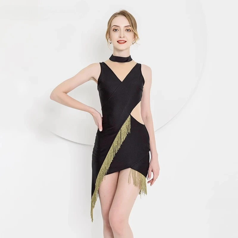 Women Latin Dance Dress Costume Practice Skirt Adult Female Competition Professional High-end New Performance Fringed Dress
