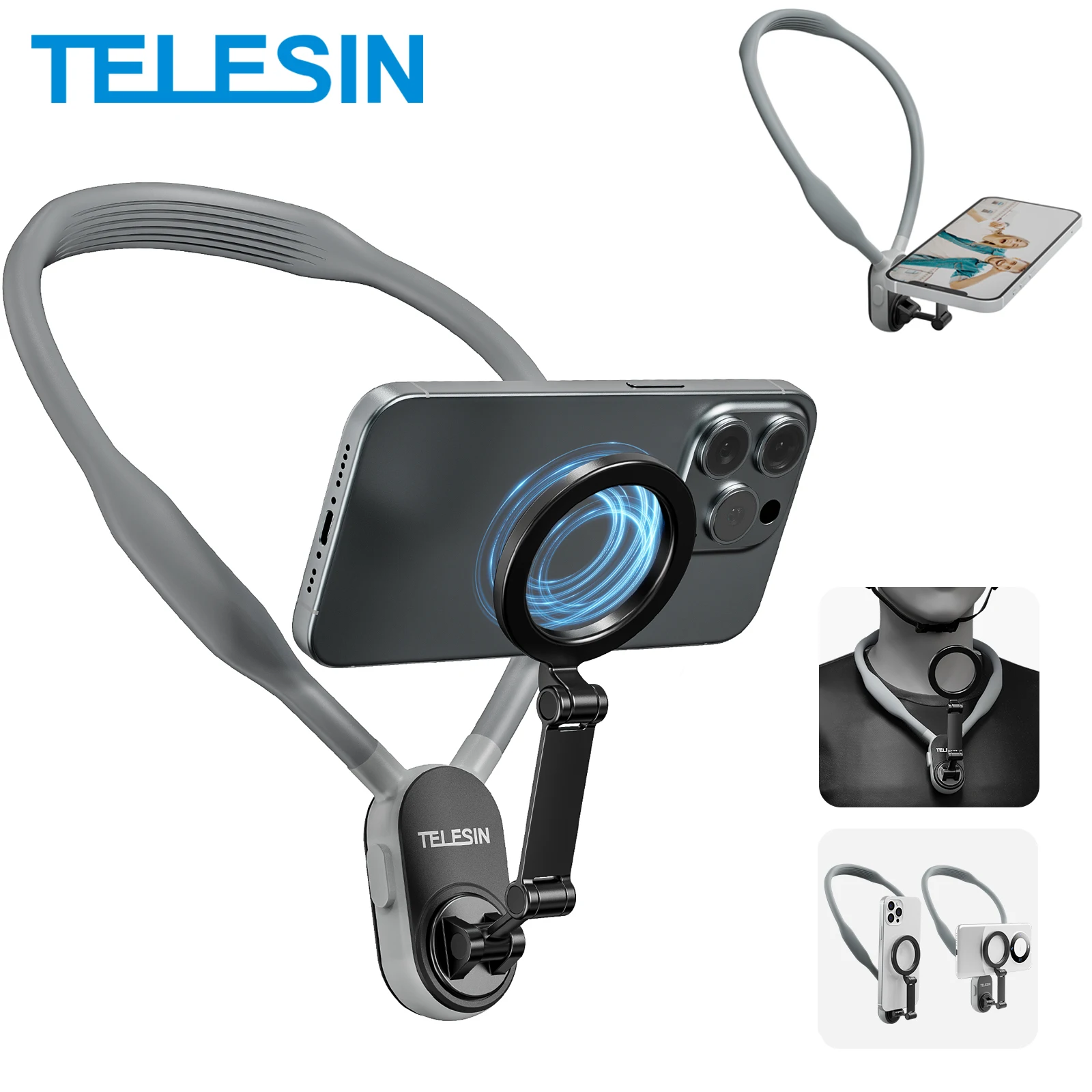 TELESIN Silicone Magnetic Quick Release Neck Mount