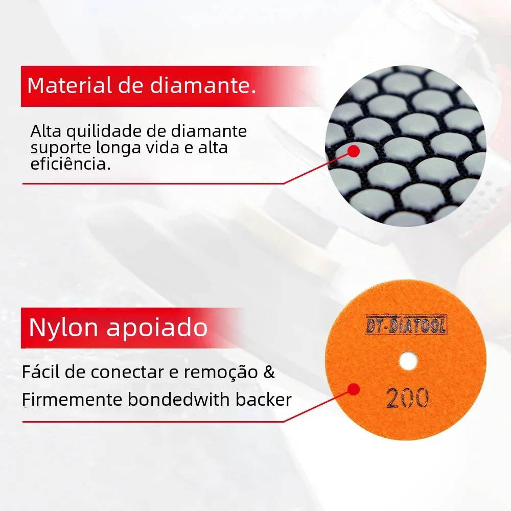DT DIATOOL-Almofadas De Polimento A Seco, Diamante Grit100 para Pedra De Mรกrmore De Granito, Disco De Moagem, Grau A, 80mm, 3in, 10PCs
