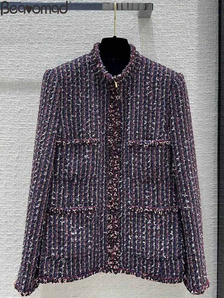 

Fashion Designer Autumn Vintage Straight Barrel Long Style Jackets Women's Stand Collar Multi Pocket Long Sleeve Jacket