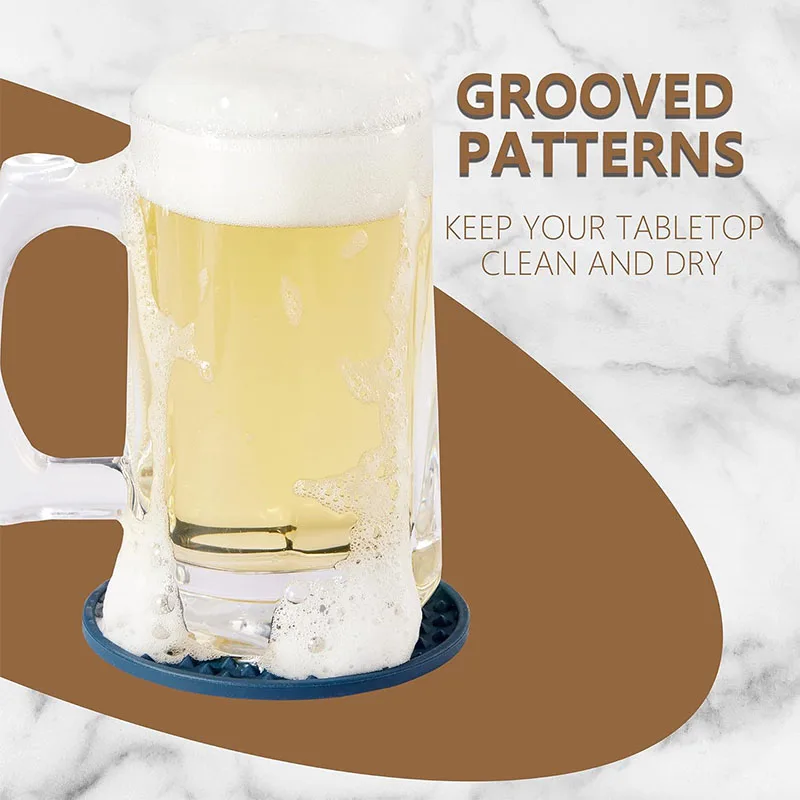 6PCS Silicone Coasters with Stand Tabletop Non-slip Drink Coasters Dishwasher-safe Heat-resistant