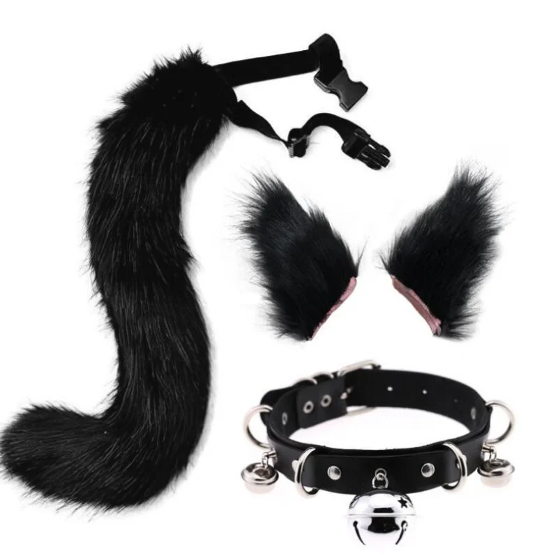 

Костюм лисы в виде хвоста для взрослых, аксессуары для косплея, реквизит для ролевых игр на Хэллоуин, воротник-колокольчик