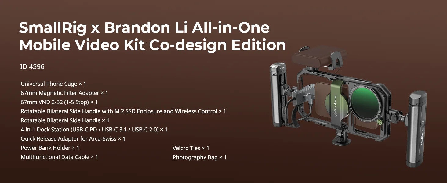 x Brandon Li All-in-One Mobile Video Kit Universal Quick Release Phone Video Rig