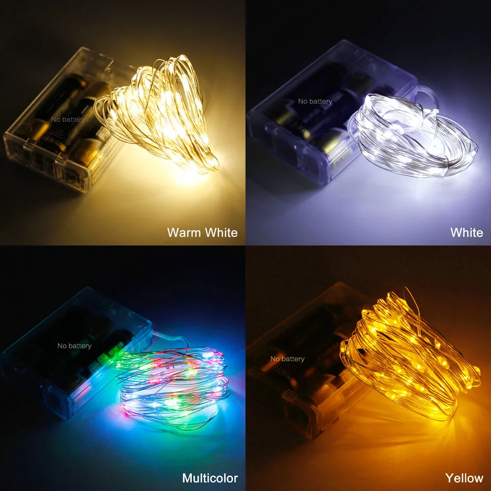 2M 5M 10M LED 3XAA Battery Operated Garland Festoon String Light Christmas Decoration for Party Wedding Holiday Fairy Light