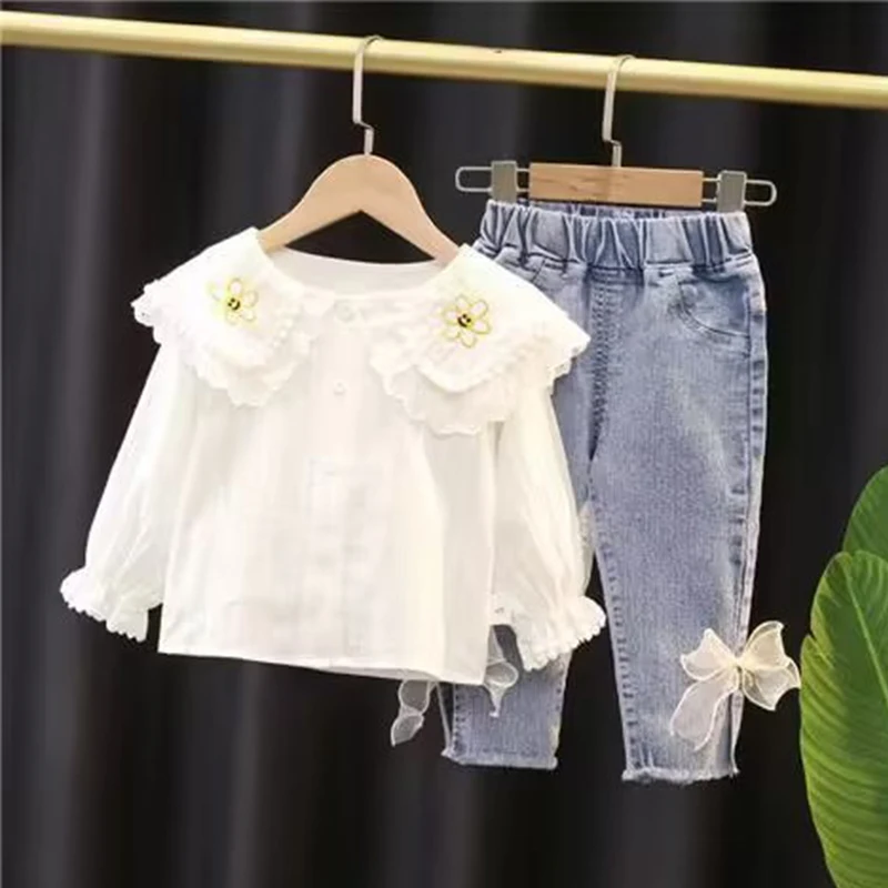 

Clothes For Girls Summer Fashion Kids Girls Clothes Sets 2Pcs Outfits Clothing For Girls Tracksuit Suit Shirt+Jeans Pants