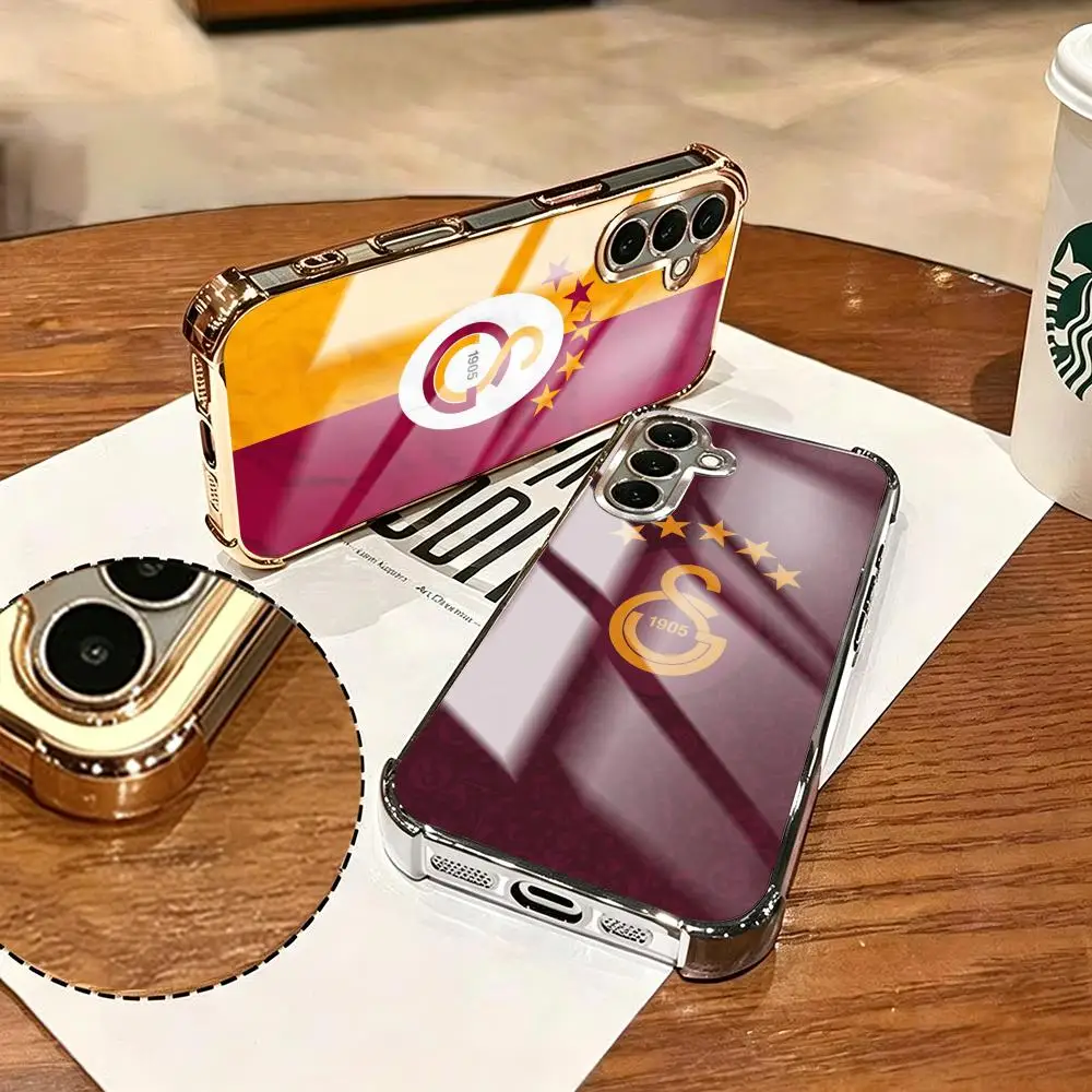 Fashionable Gold & Silver Shockproof Glass Phone Case with Four-Corner Protection