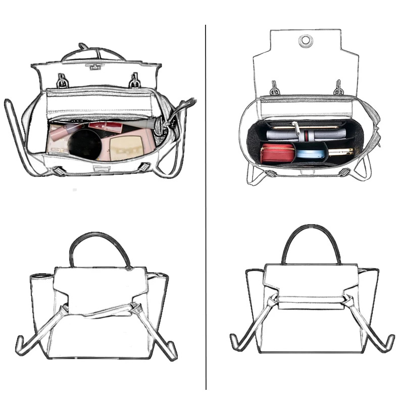 Felt Insert Bag Fits For CEL Belt Liner Bag Felt Cloth Makeup Support Travel Portable Insert Purse Organizer
