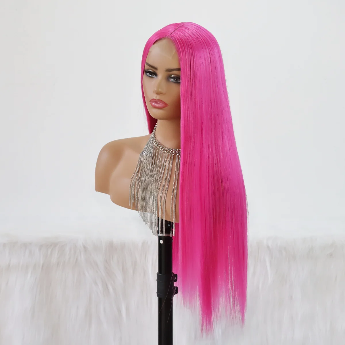 Synthetic Wig Long Straight Hair Free Part Natural Hairline Heat Resistant